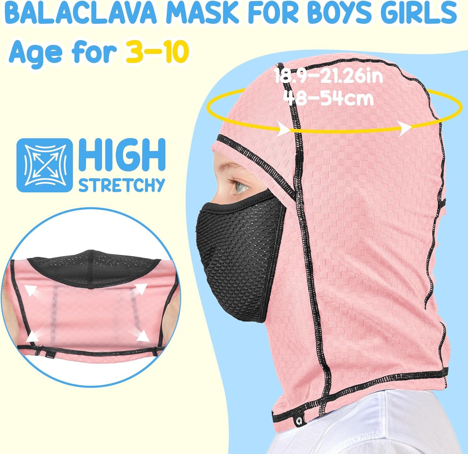 imageSukeen Kids Summer Balaclava for Boys Girls UV Sun Protection Face Cover Cooling Face Mask Breathable Neck Gaiter for OutdoorPink