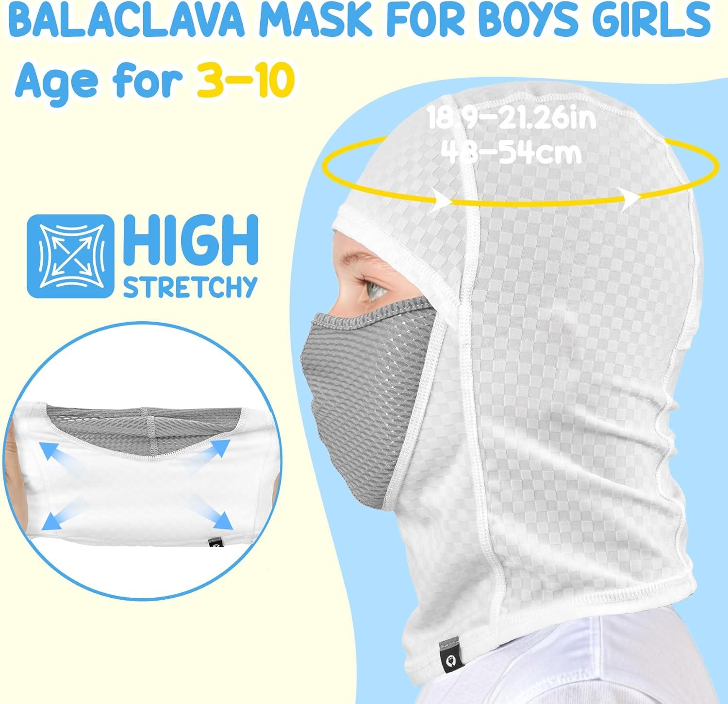 imageSukeen Kids Summer Balaclava for Boys Girls UV Sun Protection Face Cover Cooling Face Mask Breathable Neck Gaiter for OutdoorWhite