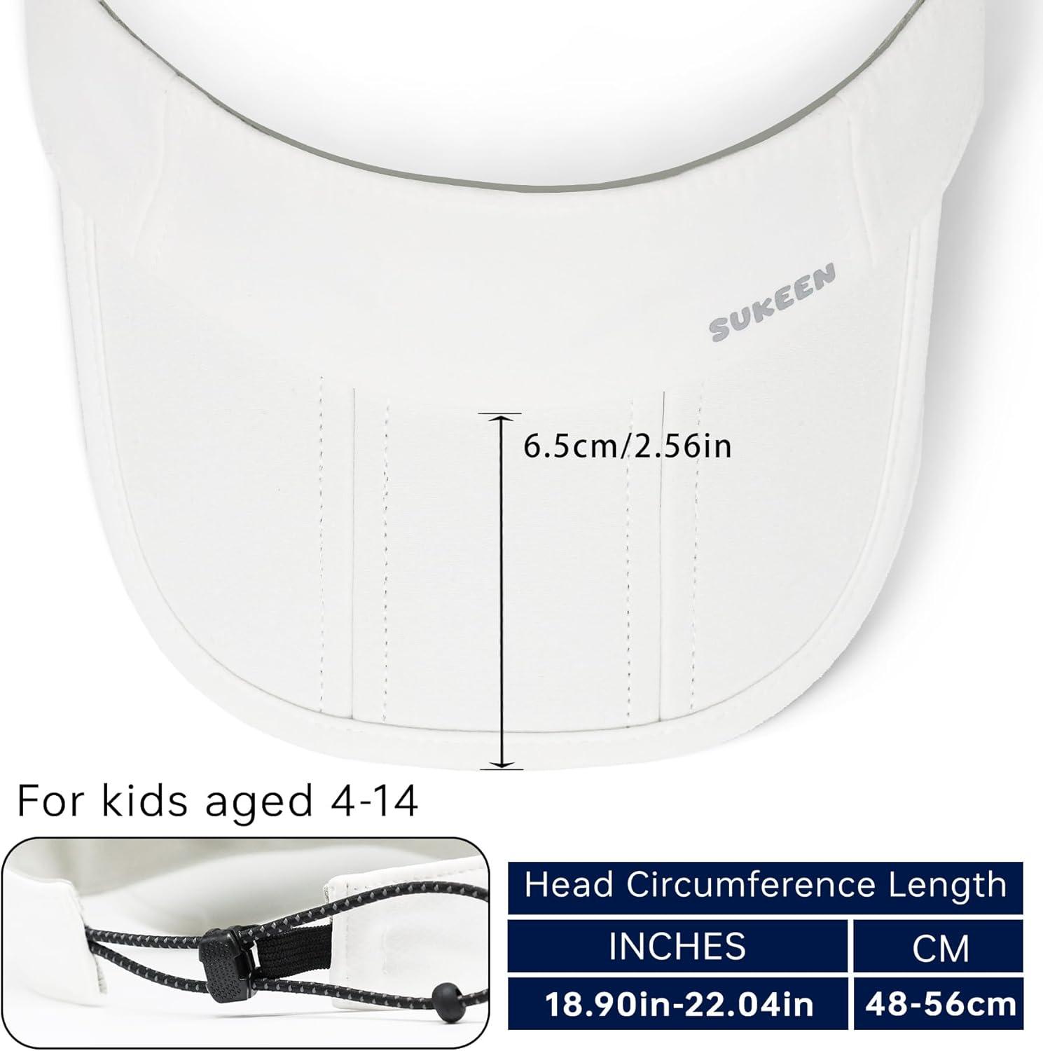 imageSukeen Kids Visors Hats for Girls BoysFoldable Brim Sun Hat Adjustable Folding Cap for Outdoors ActivityWhite