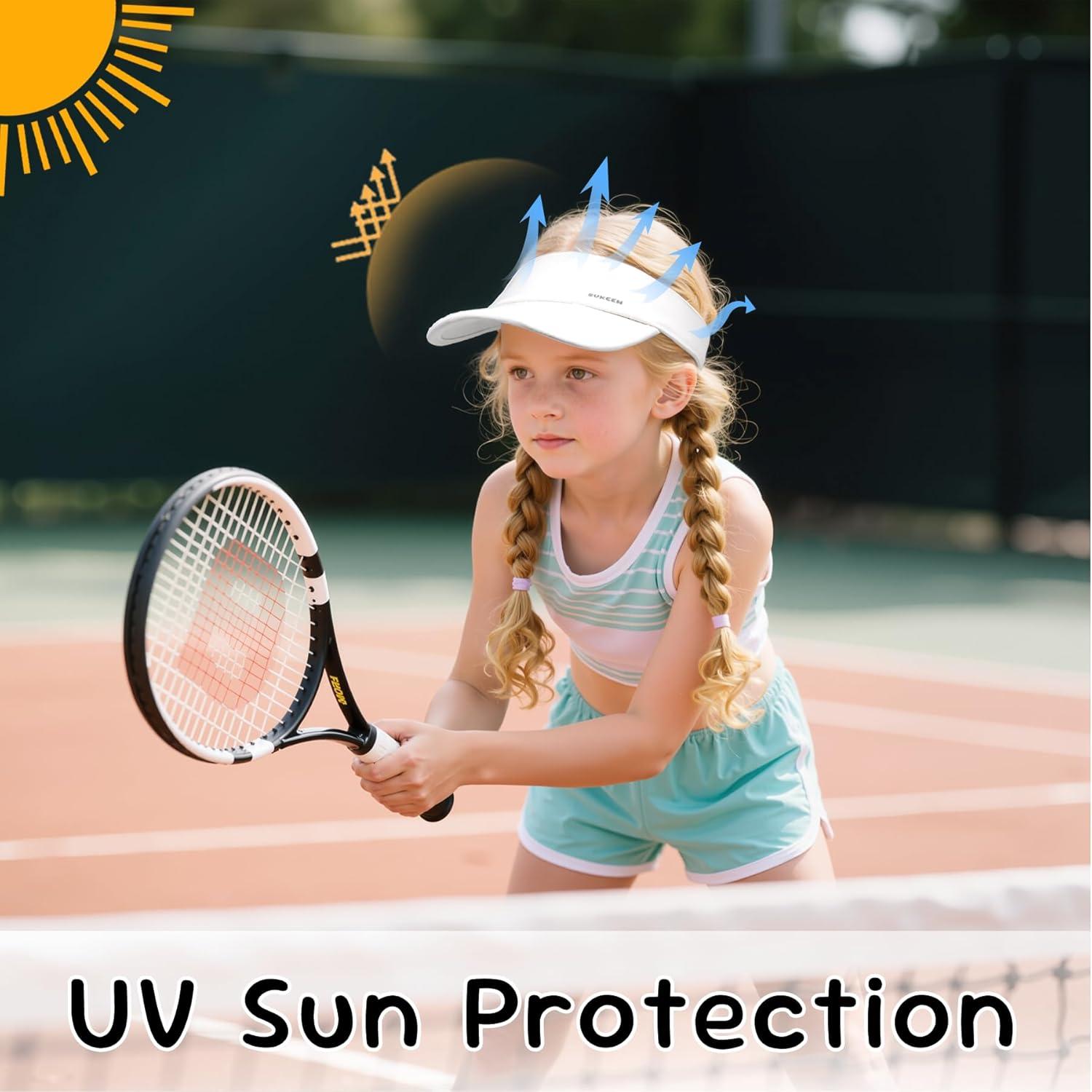 imageSukeen Kids Visors Hats for Girls BoysFoldable Brim Sun Hat Adjustable Folding Cap for Outdoors ActivityWhite