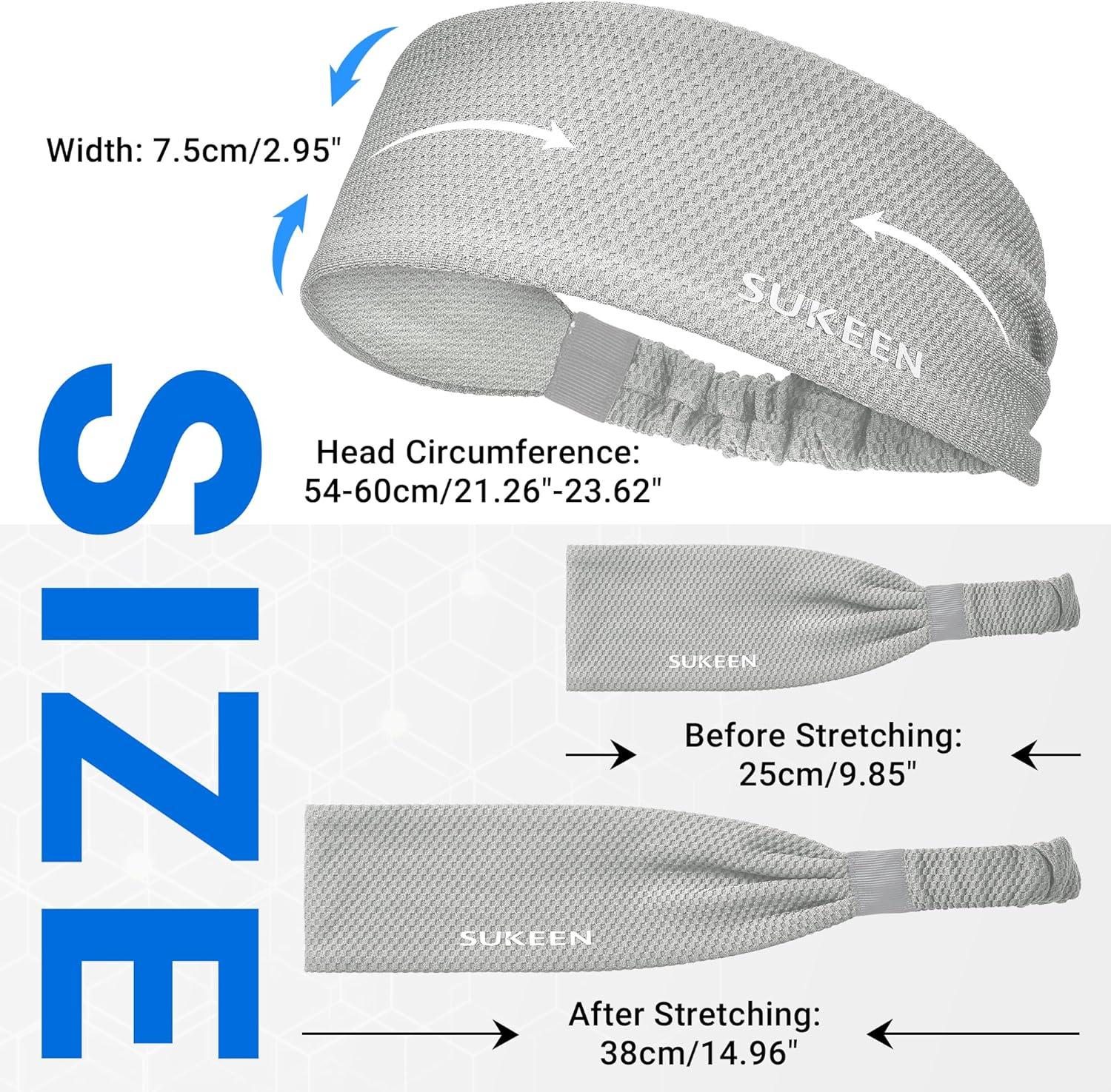 imageSukeen Workout Headbands for Men Moisture Wicking Sports Headbands Cooling Towels 4 Pack