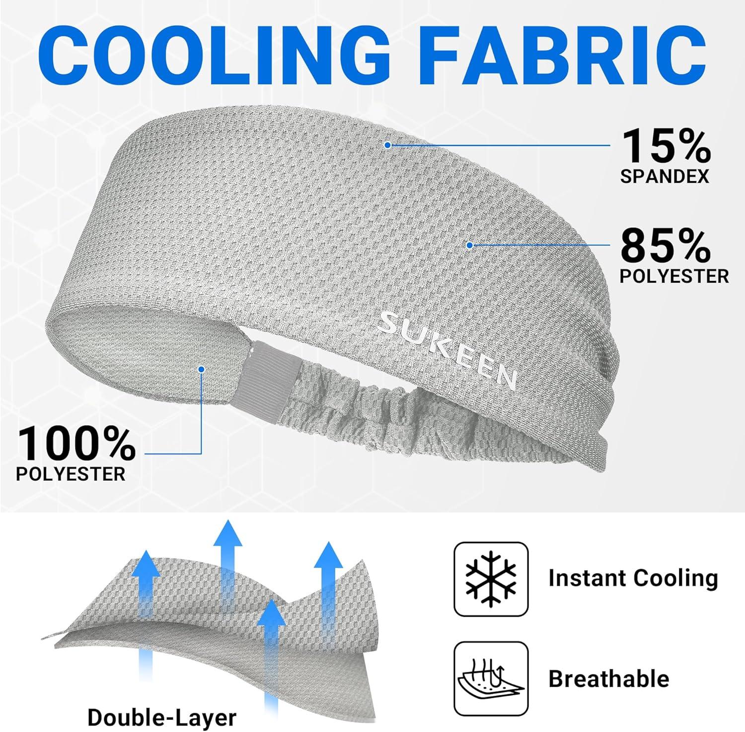 imageSukeen Workout Headbands for Men Moisture Wicking Sports Headbands Cooling Towels 4 Pack