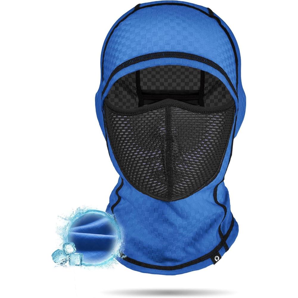 imageSukeen Kids Summer Balaclava for Boys Girls UV Sun Protection Face Cover Cooling Face Mask Breathable Neck Gaiter for OutdoorBlue