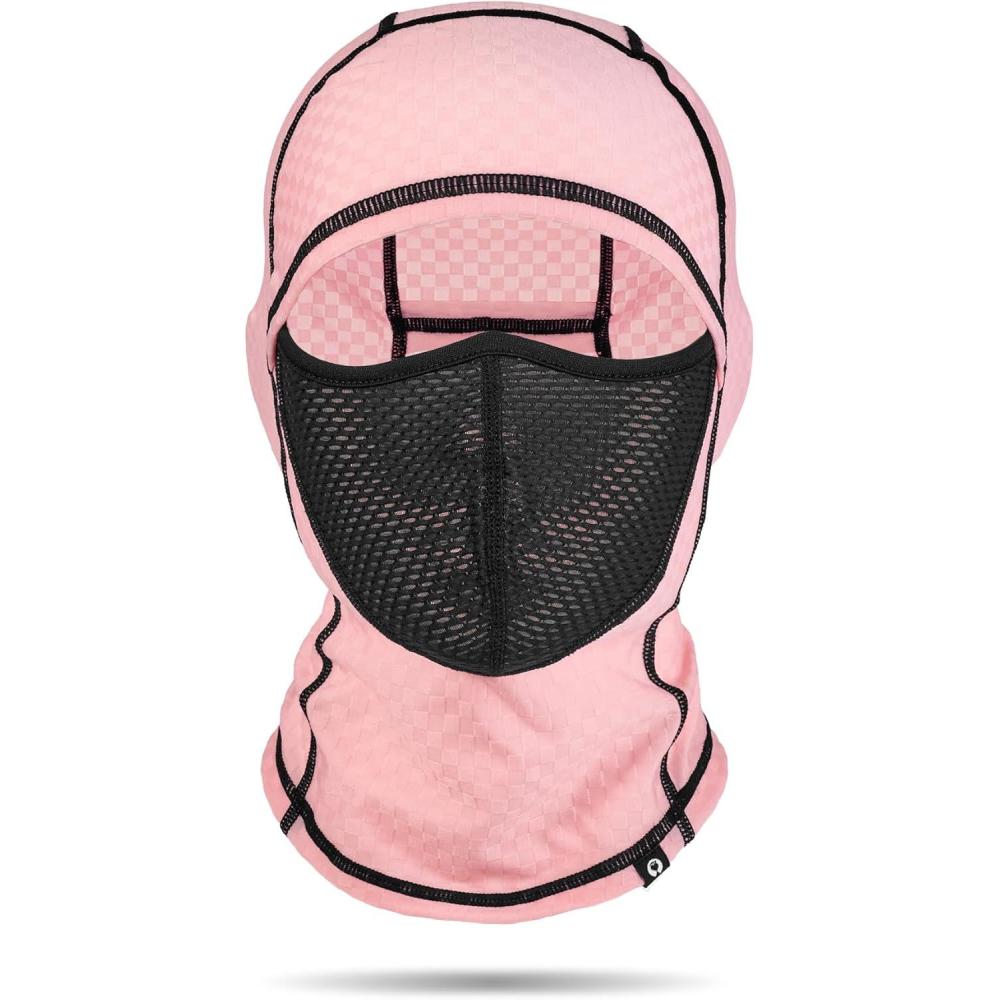 imageSukeen Kids Summer Balaclava for Boys Girls UV Sun Protection Face Cover Cooling Face Mask Breathable Neck Gaiter for OutdoorPink