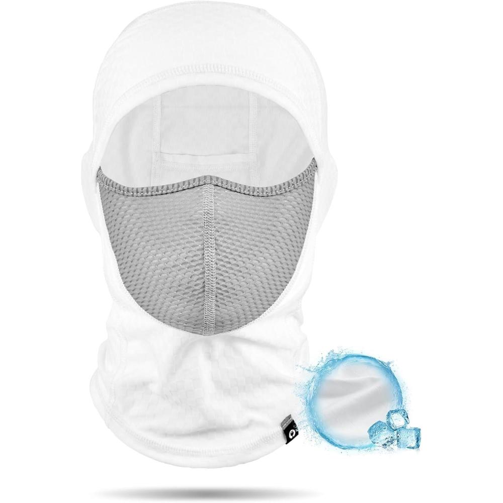 imageSukeen Kids Summer Balaclava for Boys Girls UV Sun Protection Face Cover Cooling Face Mask Breathable Neck Gaiter for OutdoorWhite