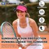 imageSukeen 2 Pack Sports Sun Visor Men Women Lightweight Packable Cooling Stretchy Visor Hat for Running Tennis GolfBlueRose Red