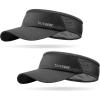imageSukeen 2 Pack Sports Sun Visor Men Women Lightweight Packable Cooling Stretchy Visor Hat for Running Tennis Golf2 Black
