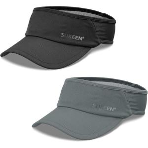 imageSukeen 2 Pack Sports Sun Visor Women Men Lightweight Packable Stretchy Visor Hat for Golf Tennis Running Daily WearRed
