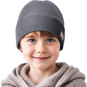 imageSukeen Kids Beanie Hat for Girls Boys Seepage Proof Warm Skull Cap Soft Cold Weather Hat Ages 412 for Daily OutdoorGrey