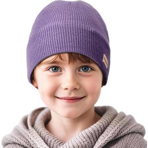 imageSukeen Kids Beanie Hat for Girls Boys Seepage Proof Warm Skull Cap Soft Cold Weather Hat Ages 412 for Daily OutdoorPurple