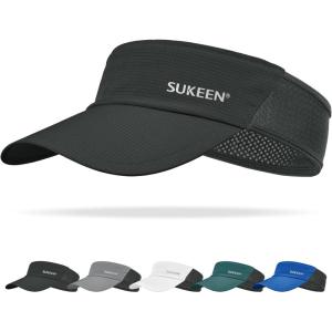 imageSukeen Sun Visor Hat for Men Large Head Lightweight Cooling Stretchy Visor Hat for Running Tennis Golf Daily WearBlack