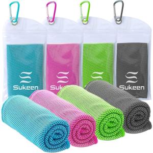 imageSukeen Cooling TowelInstant Evaporative Cooling for SportsYogaGolfGymNeckWorkout and More40x 124packdark Greygreenpinklake Blue