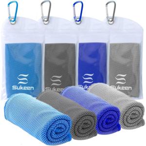 imageSukeen Cooling TowelInstant Evaporative Cooling for SportsYogaGolfGymNeckWorkout and More40x 12BlueDark GreyDark BlueGrey