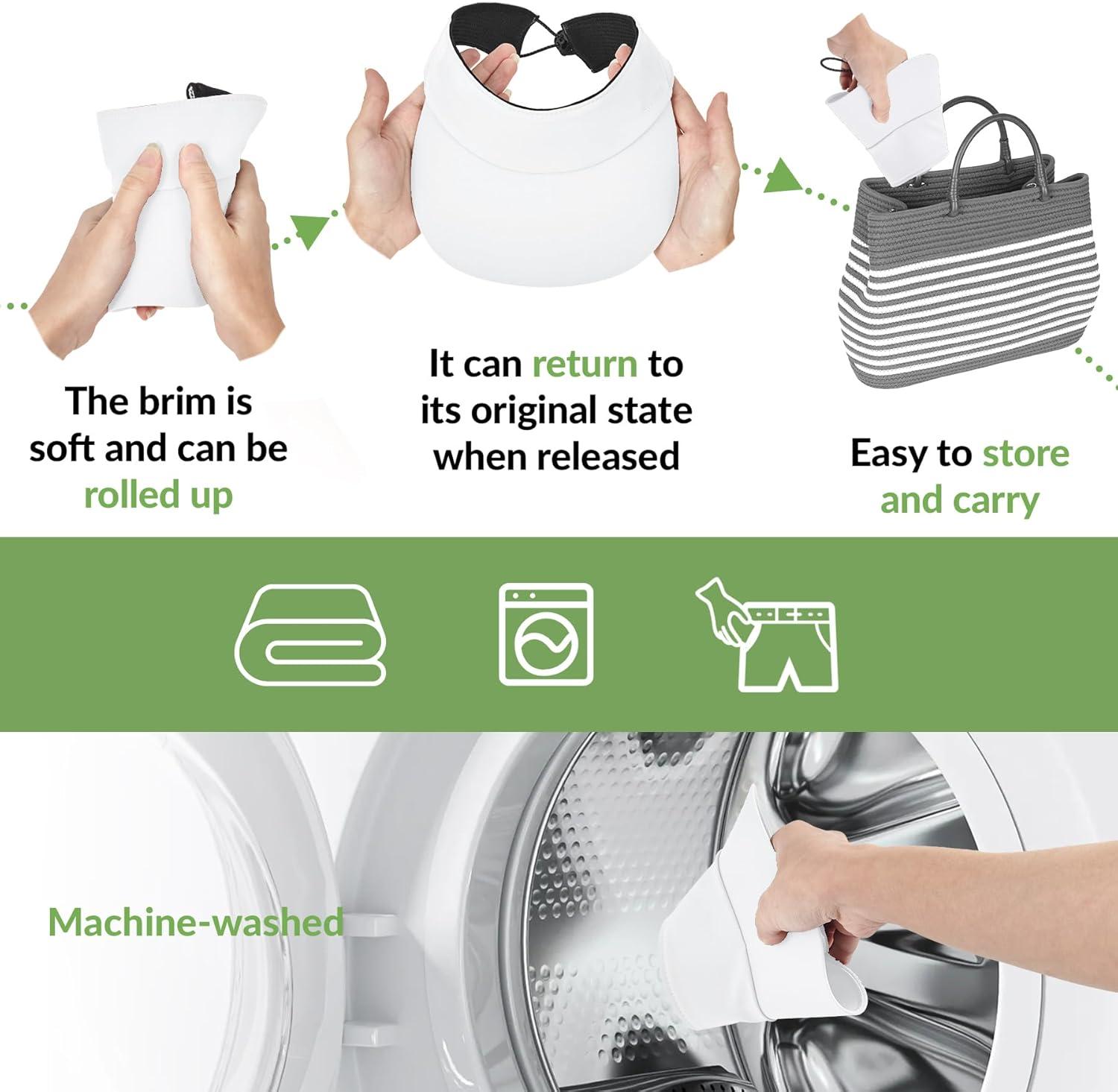 imageSukeen Sports Sun Visor for Men Women Lightweight Empty Top Visor Hat Adjustable Packable Sun Hat for Golf Daily Wear White