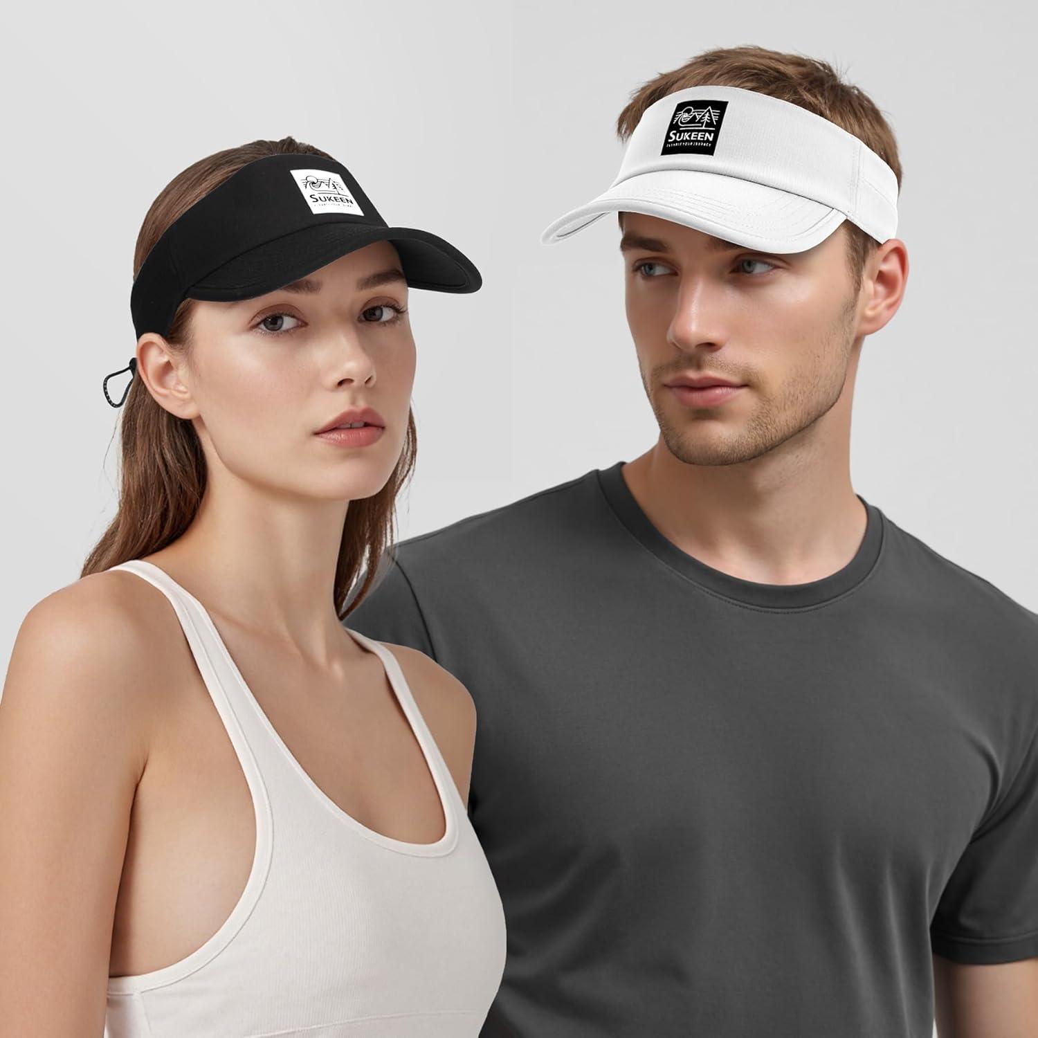 imageSukeen Sports Sun Visor for Men Women Lightweight QuickDry Outdoor Visor Hat Packable Running Tennis Golf VisorBlack