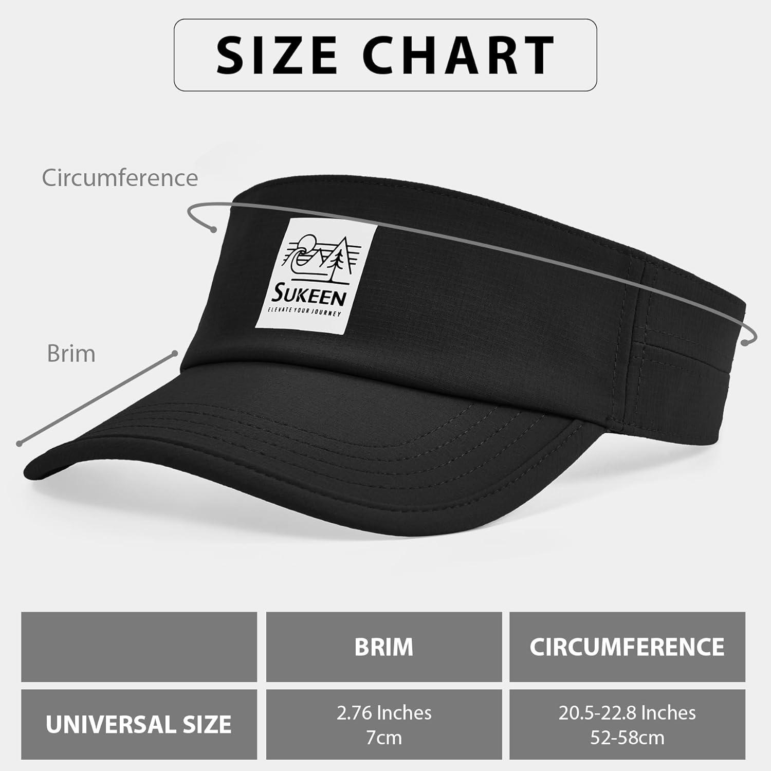 imageSukeen Sports Sun Visor for Men Women Lightweight QuickDry Outdoor Visor Hat Packable Running Tennis Golf VisorBlack
