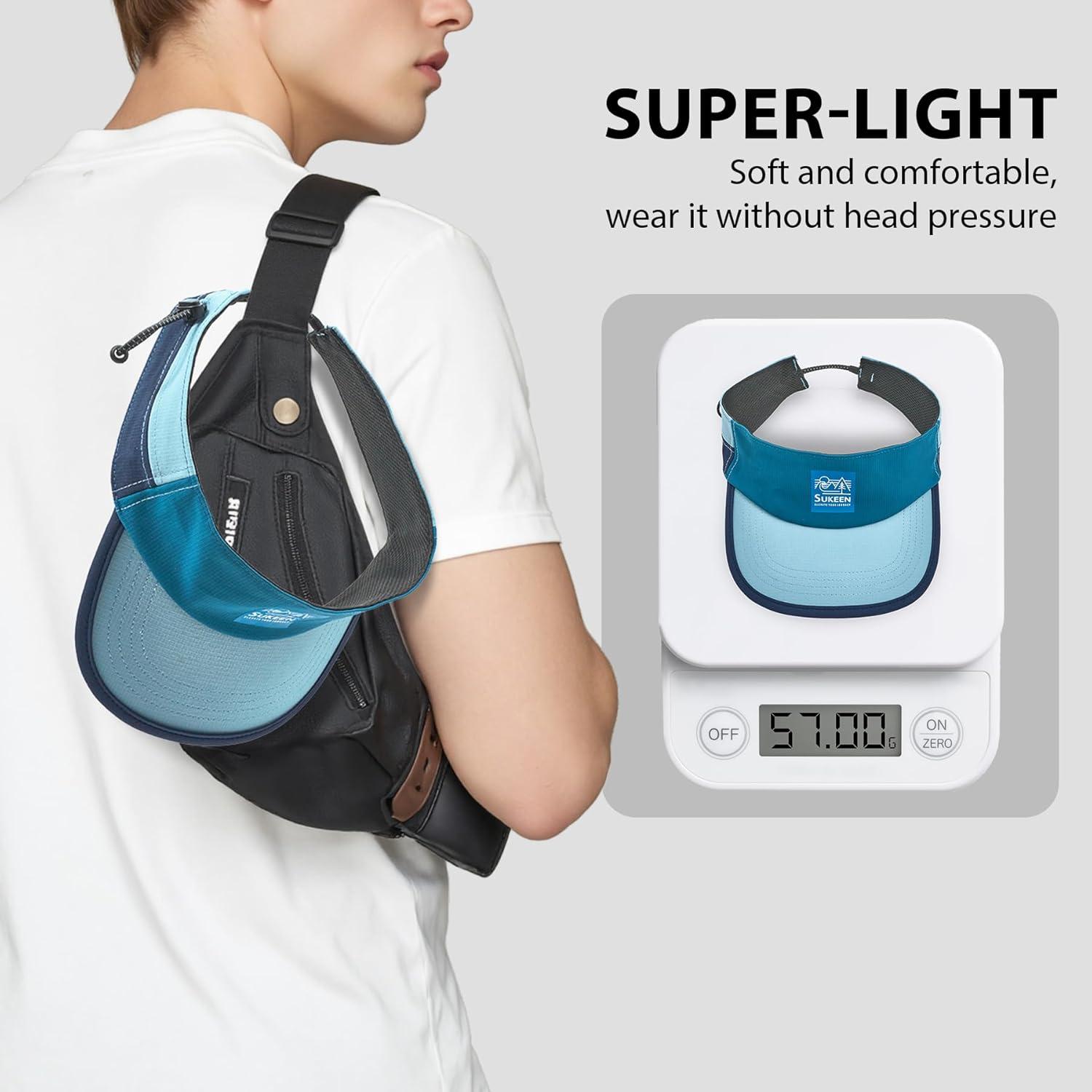 imageSukeen Sports Sun Visor for Men Women Lightweight QuickDry Outdoor Visor Hat Packable Running Tennis Golf VisorBlue