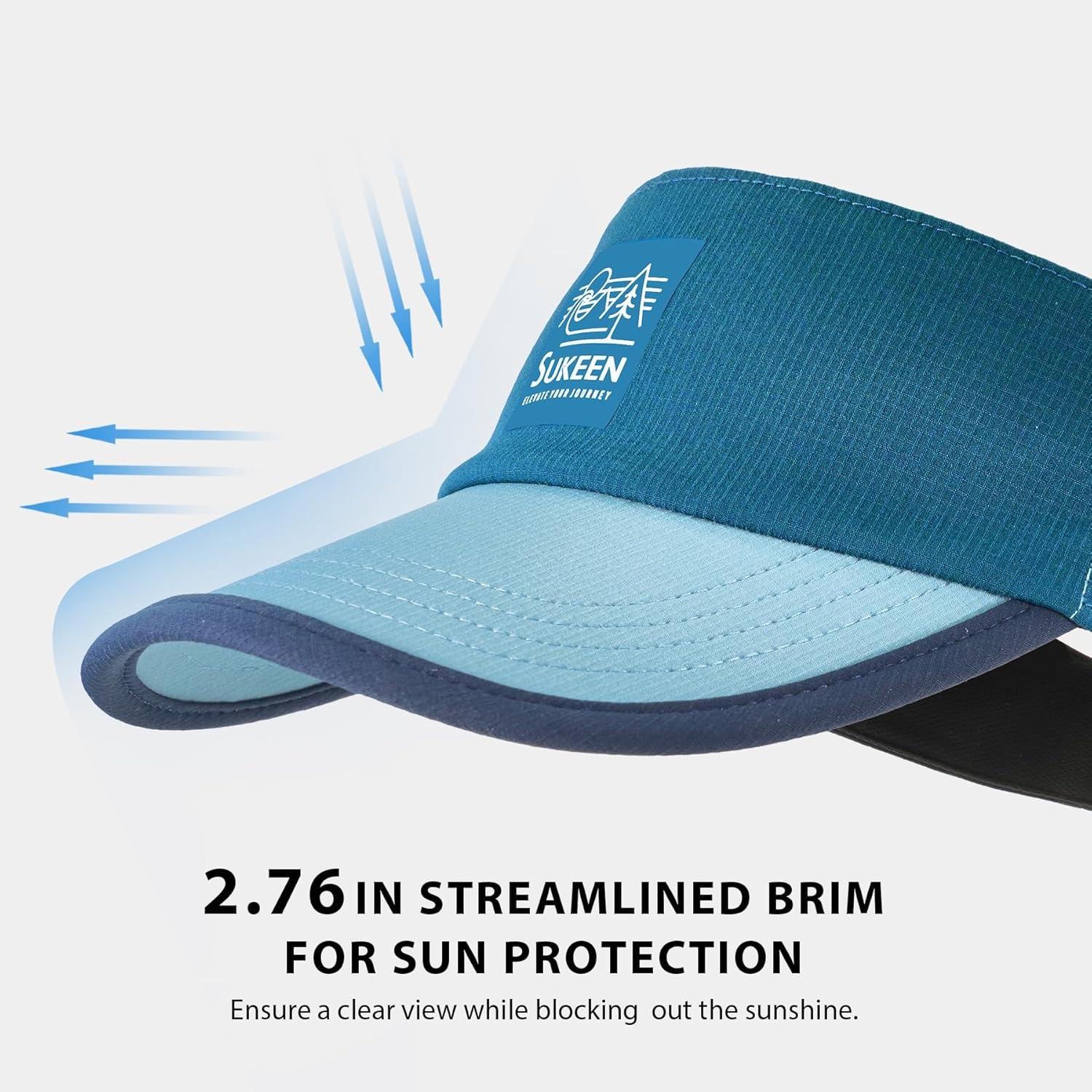 imageSukeen Sports Sun Visor for Men Women Lightweight QuickDry Outdoor Visor Hat Packable Running Tennis Golf VisorBlue