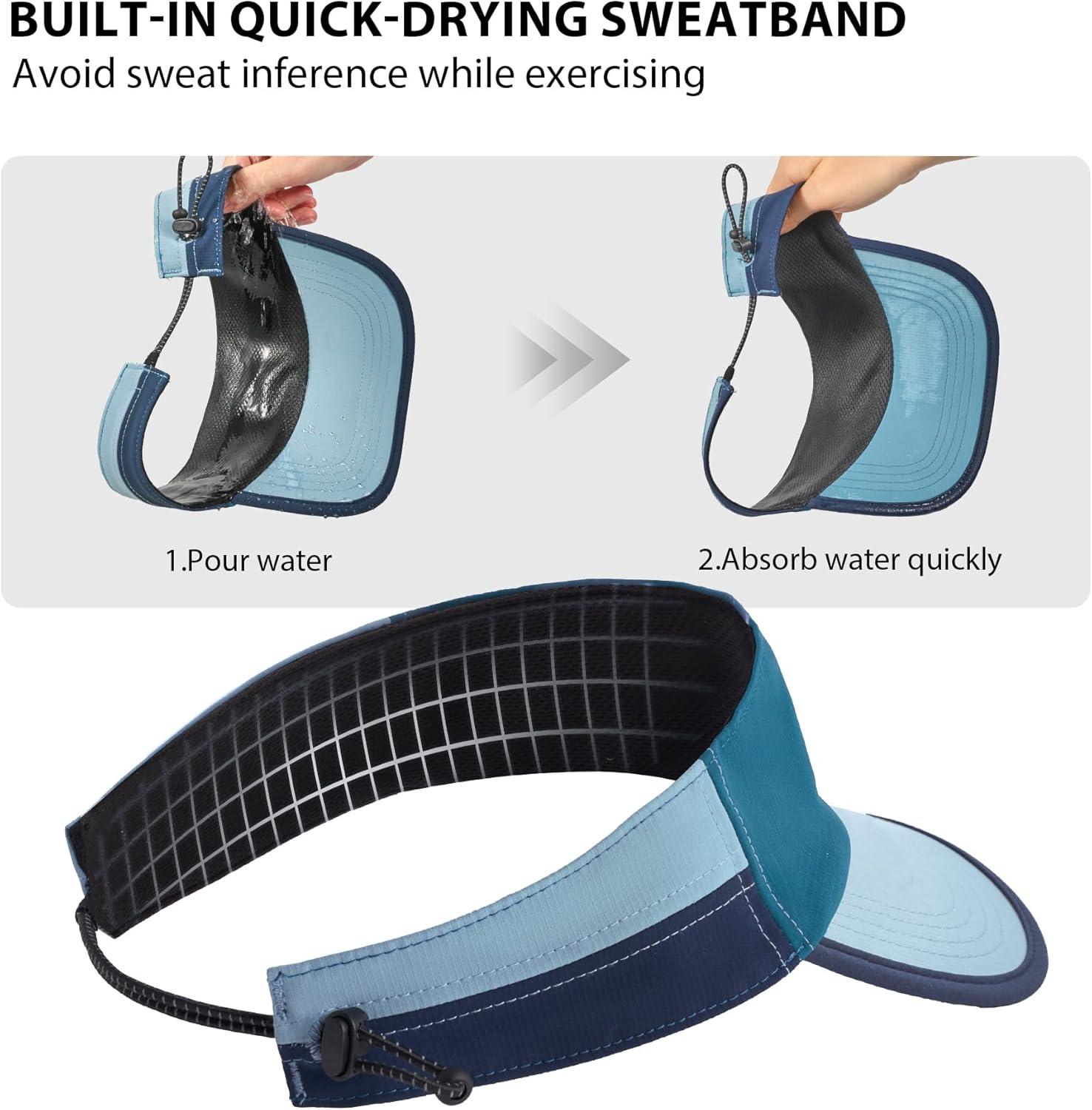 imageSukeen Sports Sun Visor for Men Women Lightweight QuickDry Outdoor Visor Hat Packable Running Tennis Golf VisorBlue