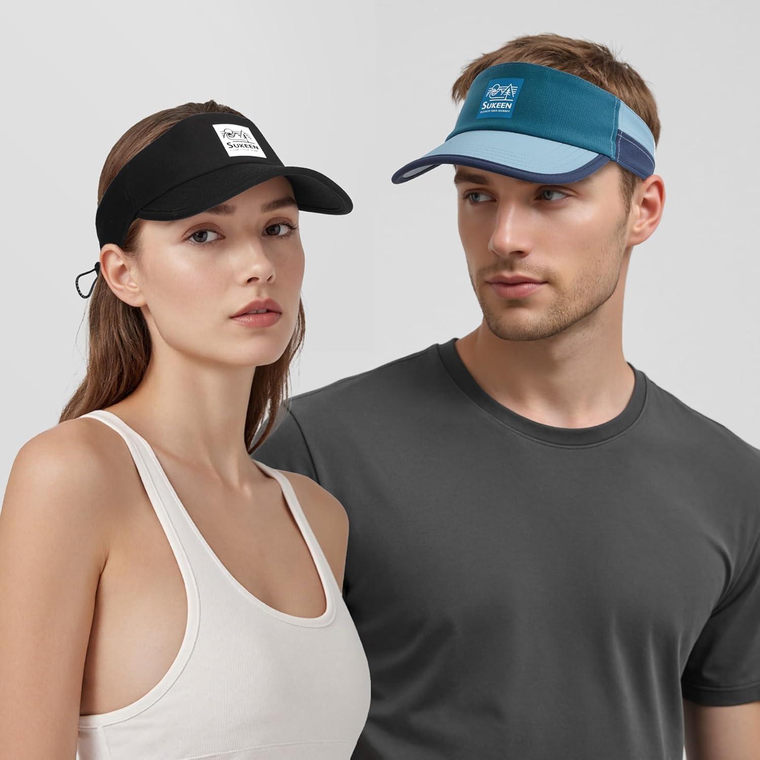 imageSukeen Sports Sun Visor for Men Women Lightweight QuickDry Outdoor Visor Hat Packable Running Tennis Golf VisorBlue