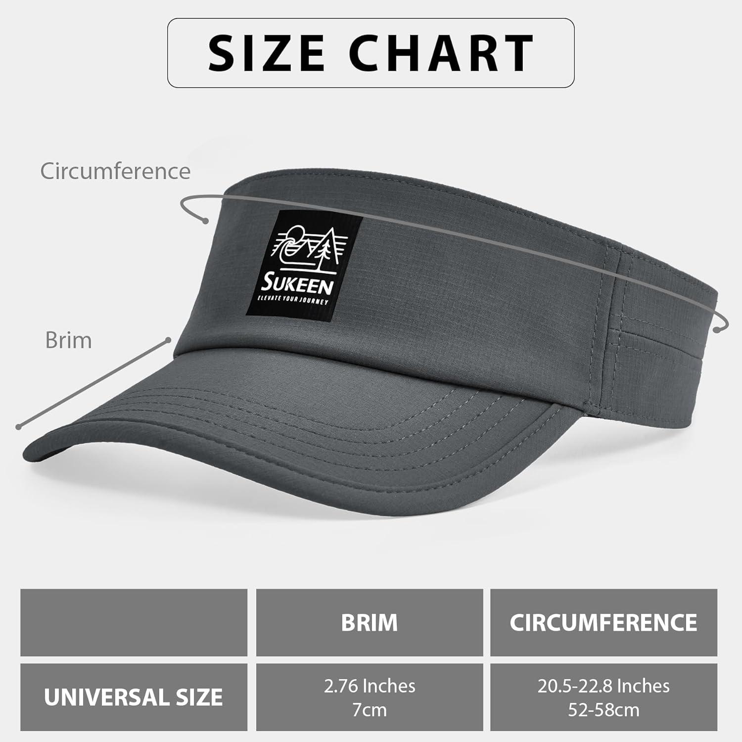 imageSukeen Sports Sun Visor for Men Women Lightweight QuickDry Outdoor Visor Hat Packable Running Tennis Golf VisorGrey