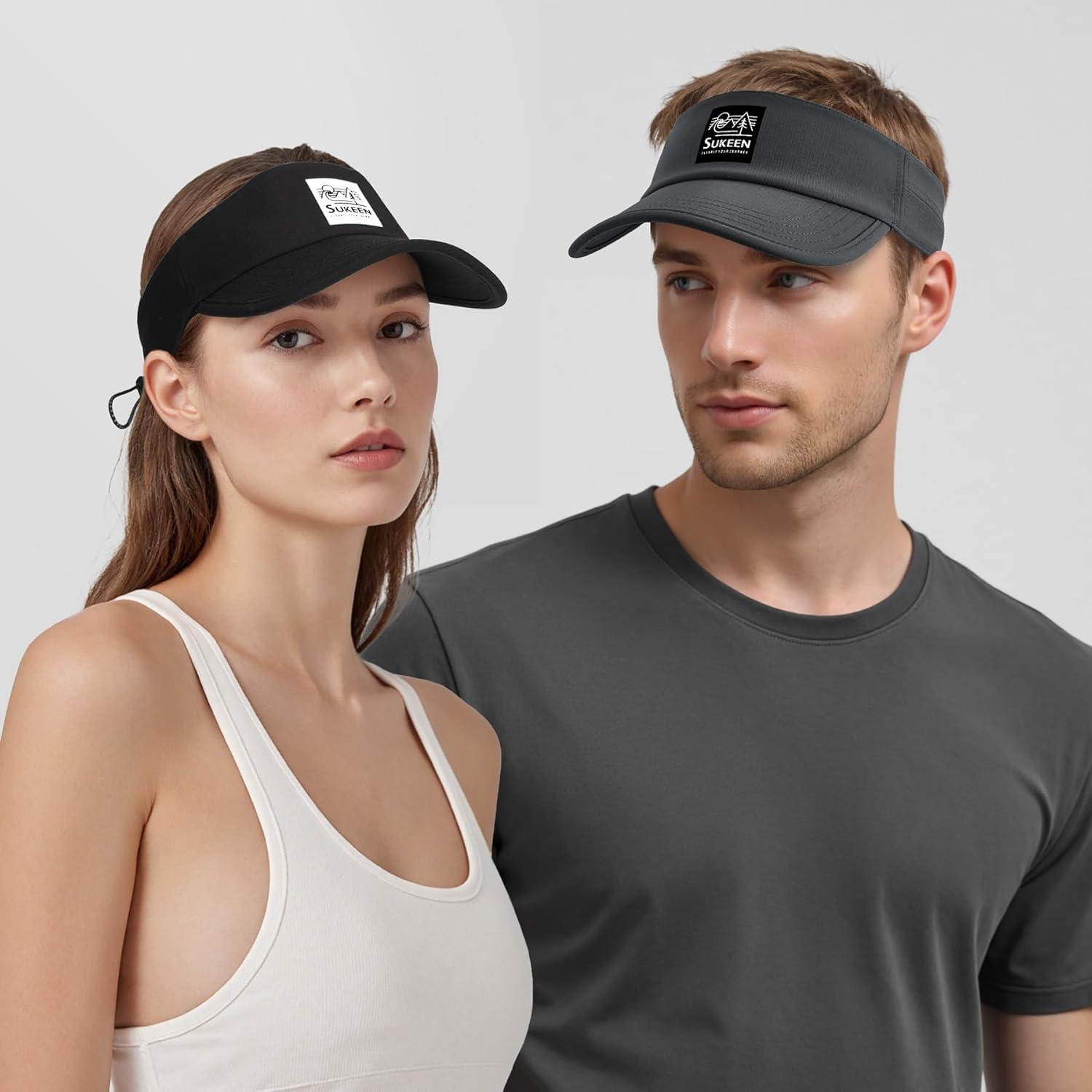 imageSukeen Sports Sun Visor for Men Women Lightweight QuickDry Outdoor Visor Hat Packable Running Tennis Golf VisorGrey