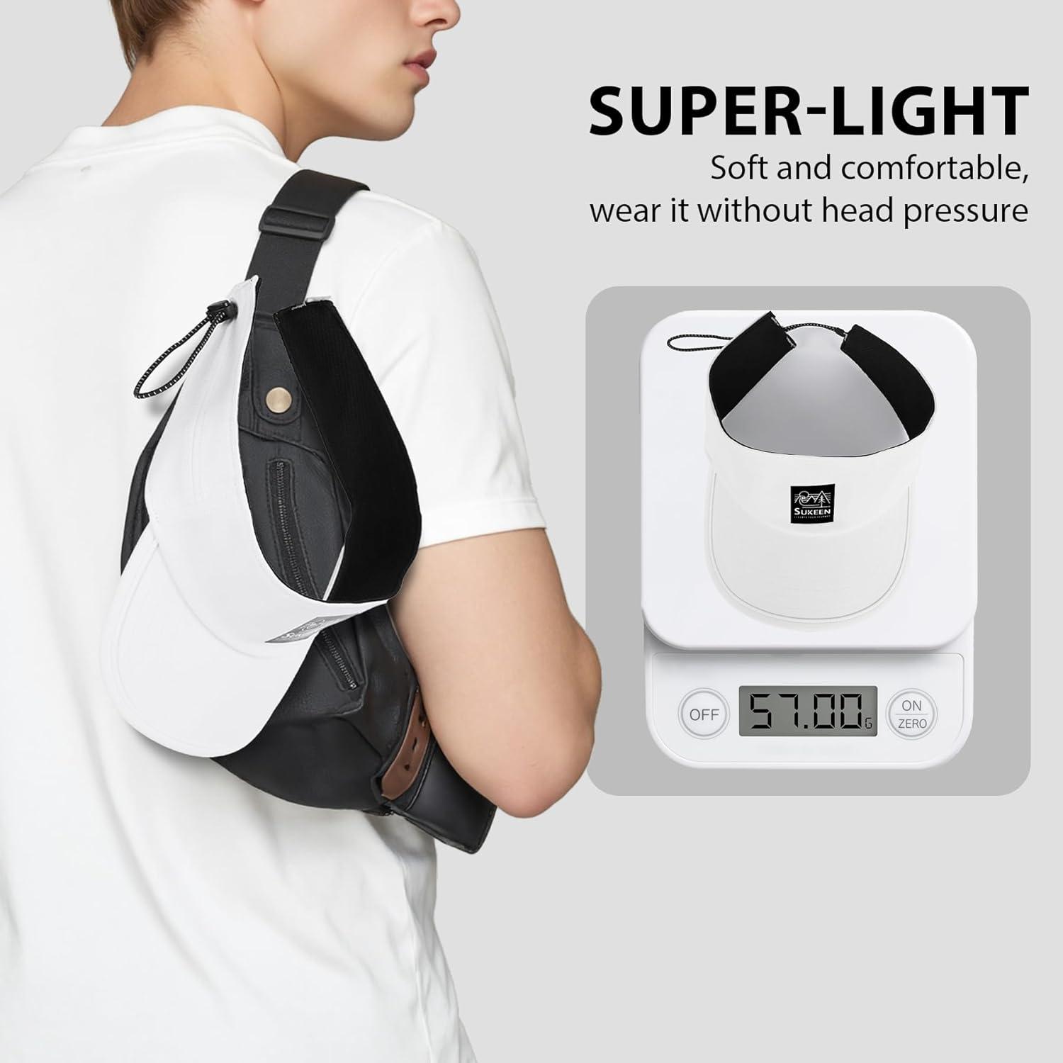 imageSukeen Sports Sun Visor for Men Women Lightweight QuickDry Outdoor Visor Hat Packable Running Tennis Golf VisorWhite