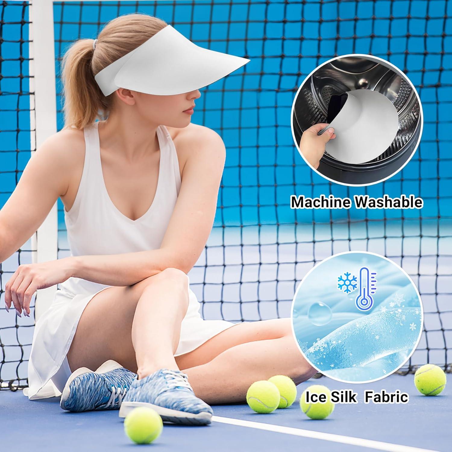 imageSukeen Wide Brim Sun Visor Hat for WomenUPF50 Seamless Sun Hats Lightweight Sports Cap Foldable Ponytail Hat for Outdoor White