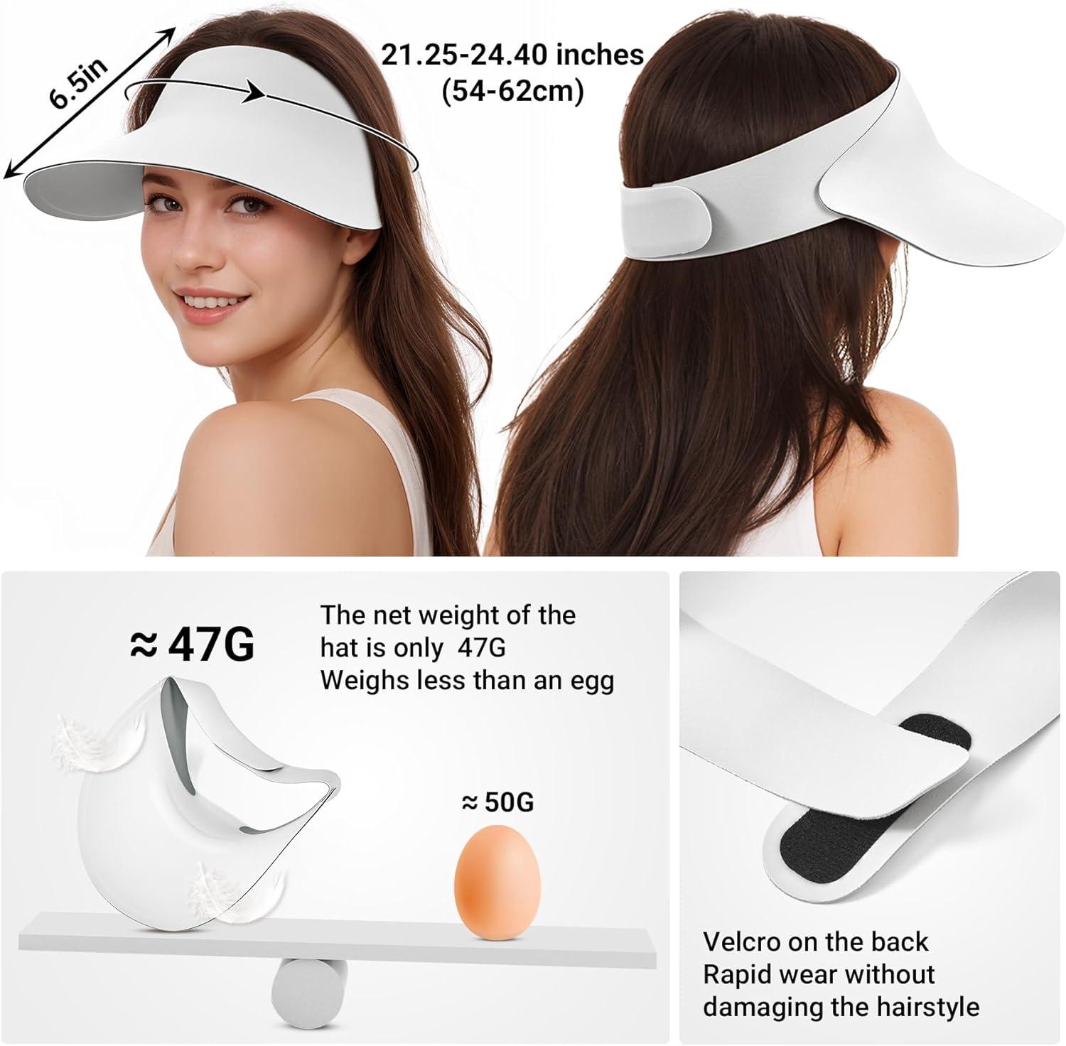 imageSukeen Wide Brim Sun Visor Hat for WomenUPF50 Seamless Sun Hats Lightweight Sports Cap Foldable Ponytail Hat for Outdoor White