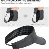 imageSukeen Sports Sun Visor for Men Women Lightweight QuickDry Outdoor Visor Hat Packable Running Tennis Golf VisorGrey
