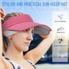 imageSukeen Wide Brim Sun Visor for WomenampampMen Retractable Visors Hat with UV Protection Sun Hats for Beach Golf Garden OutdoorRose Red