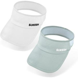 imageSukeen 2 Packs Kids Sun Visor Hats for Girls BoysLightweight Sports Cap Cooling UPF50 Sun Hat for Running Outdoor Activity WhiteLight Gray