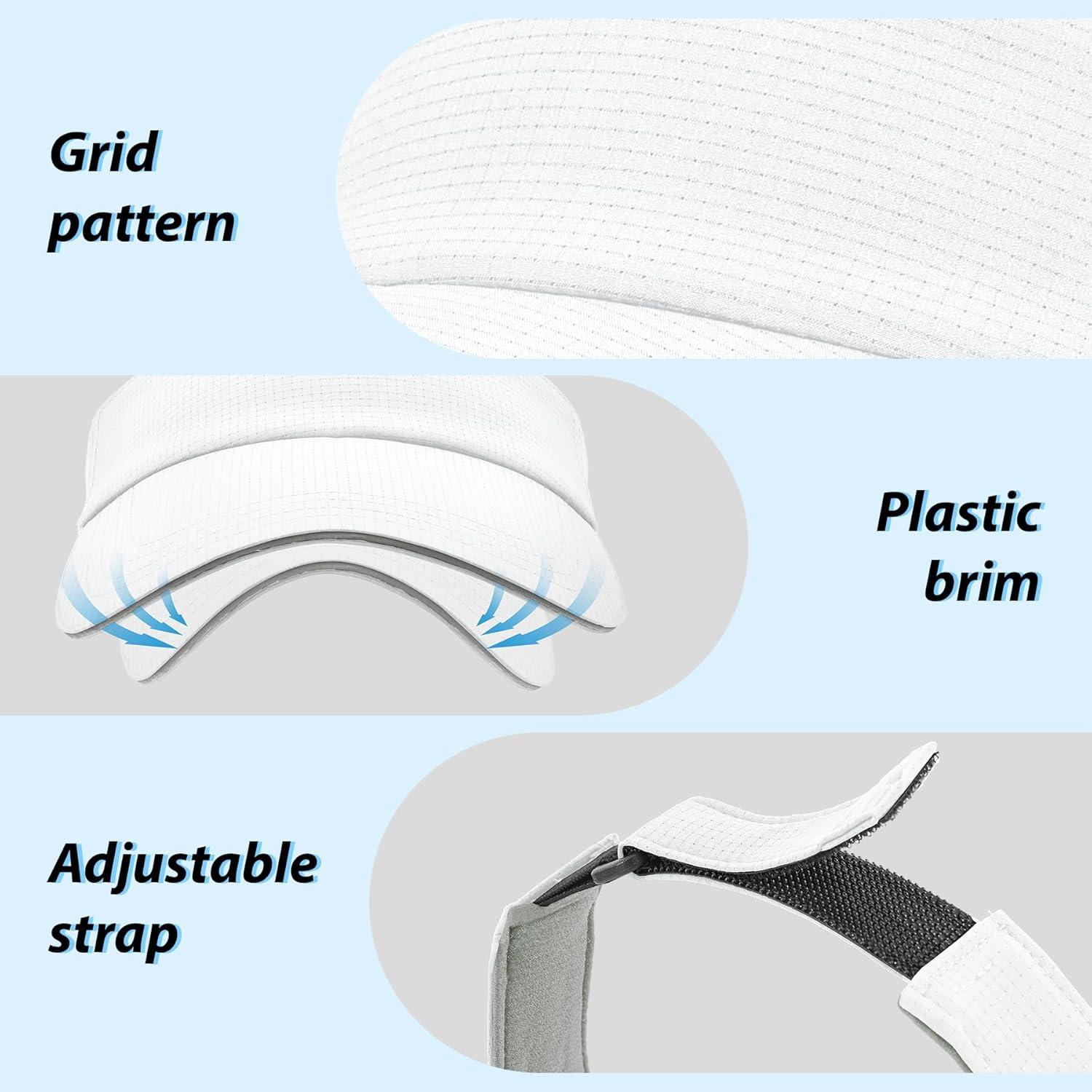 imageSukeen Womens Adjustable Fit Runners Lightweight Comfort Performance Visor Sports Sun Visor One Size Fits MostWhite