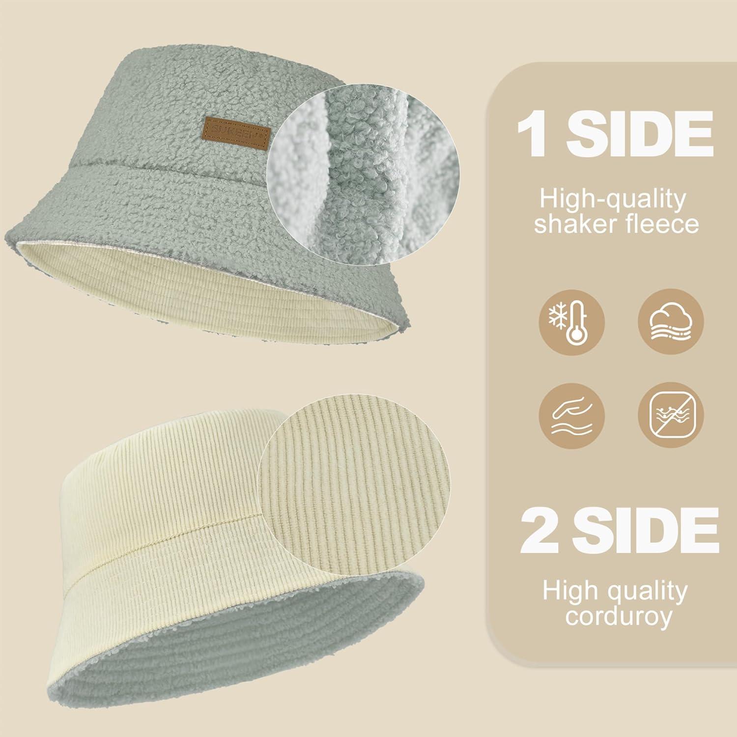 imageSukeen Womens Winter Bucket Hats Faux Fur Fuzzy Warm Fisherman Hat for Trendy DailyGrey