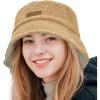 imageSukeen Womens Winter Bucket Hats Faux Fur Fuzzy Warm Fisherman Hat for Trendy DailyKhaki