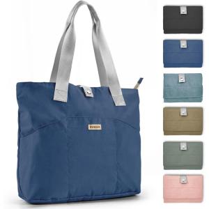 imageSukeen Tote Bag for Women Foldable Tote Bag with Zipper Daily Shoulder Bags for Travel Work Gym