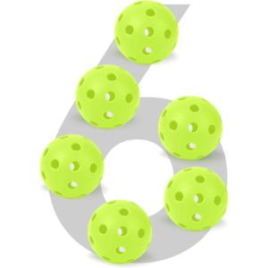 imageSukeen Indoor Pickleball Balls with Bag  26 Holes Pickle Ball Indoor Pickleballs  High Bounce Pickleball Balls Indoor  Pickle Balls for Beginner Intermediate Player 6 Pack  Neon Green