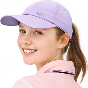 imageSukeen Kids Sun Hats for Girls Boys Quick Drying Baseball Cap Lightweight Sun Protection Hat for Outdoor ActivityPale Purple