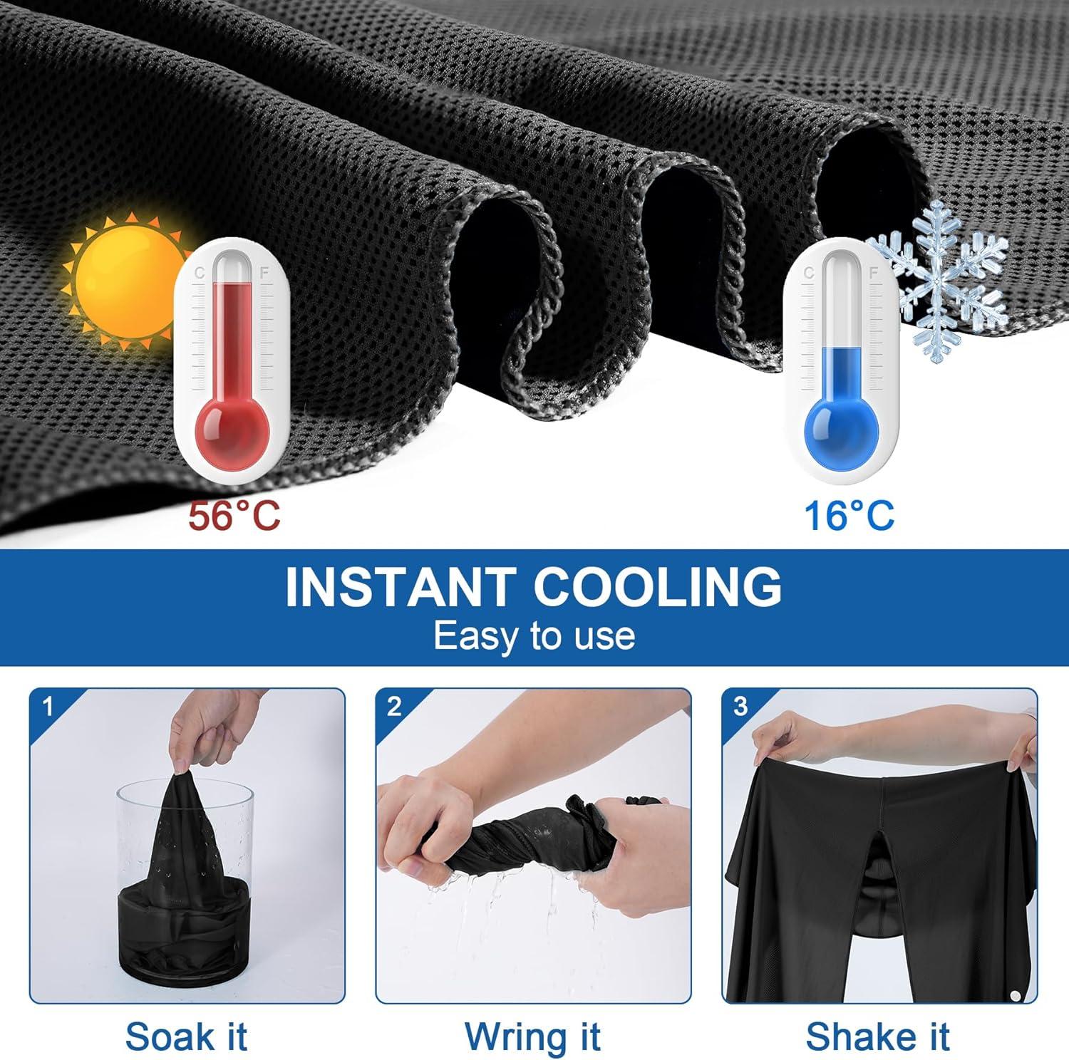 imageSukeen Cooling Hoodie Towel for Men Quick Drying Cooling Towels for Neck and Face Cooling Head Towels Stay Chill Towel Sport Workout Cooling Neck Wrap for Hot Weather2 Black