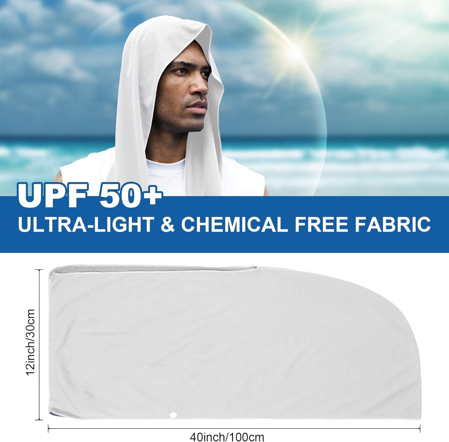 imageSukeen Cooling Hoodie Towel for Men Quick Drying Cooling Towels for Neck and Face Cooling Head Towels Stay Chill Towel Sport Workout Cooling Neck Wrap for Hot WeatherWhite