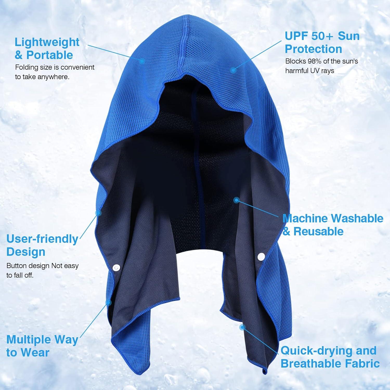 imageSukeen Cooling Hoodie Towel for Men Quick Drying Cooling Towels for Neck and Face Cooling Head Towels Stay Chill Towel Sport Workout Cooling Neck Wrap for Hot WeatherRoyal Blue