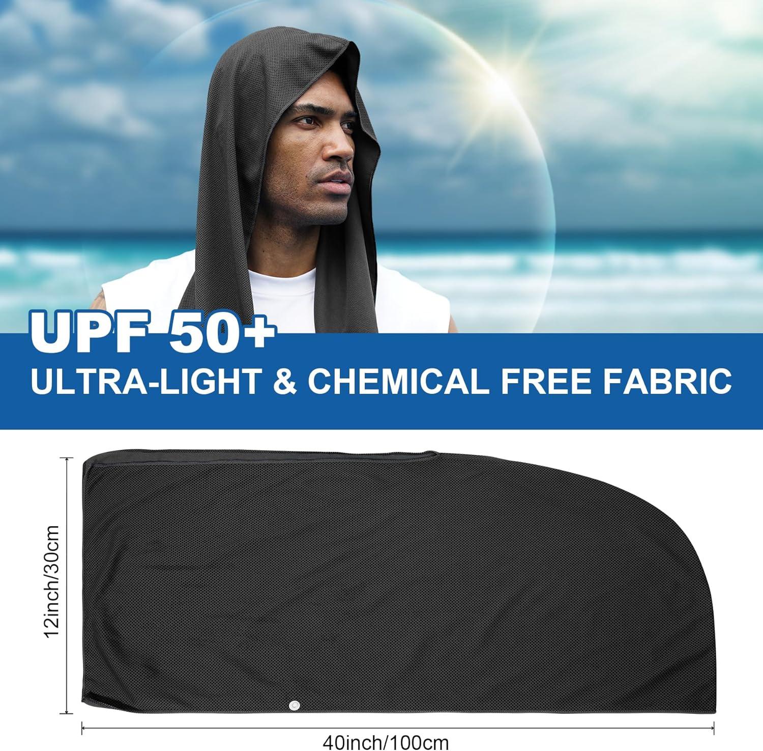 imageSukeen Cooling Hoodie Towel for Men Quick Drying Cooling Towels for Neck and Face Cooling Head Towels Stay Chill Towel Sport Workout Cooling Neck Wrap for Hot Weather2 Black