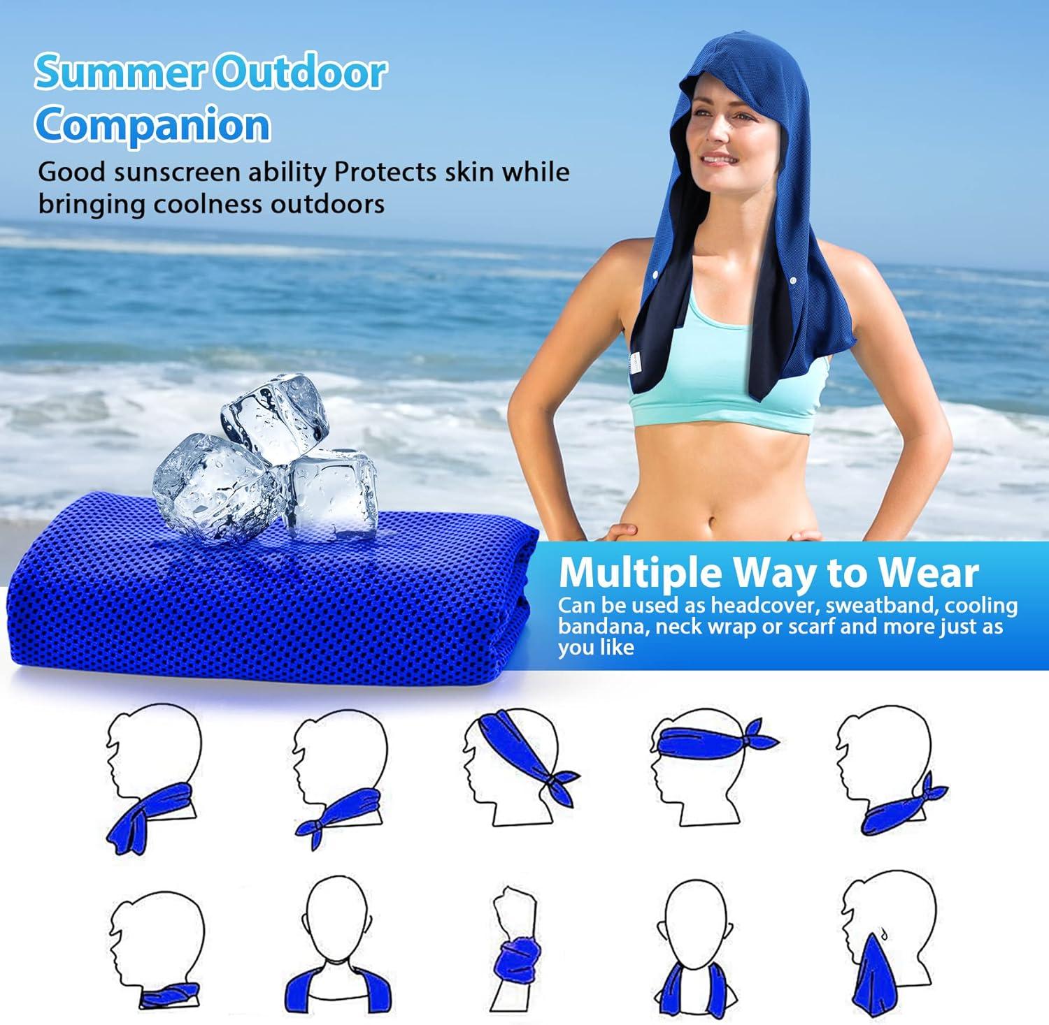 imageSukeen Cooling Hoodie Towel for Men Quick Drying Cooling Towels for Neck and Face Cooling Head Towels Stay Chill Towel Sport Workout Cooling Neck Wrap for Hot WeatherRoyal BlueDark Grey