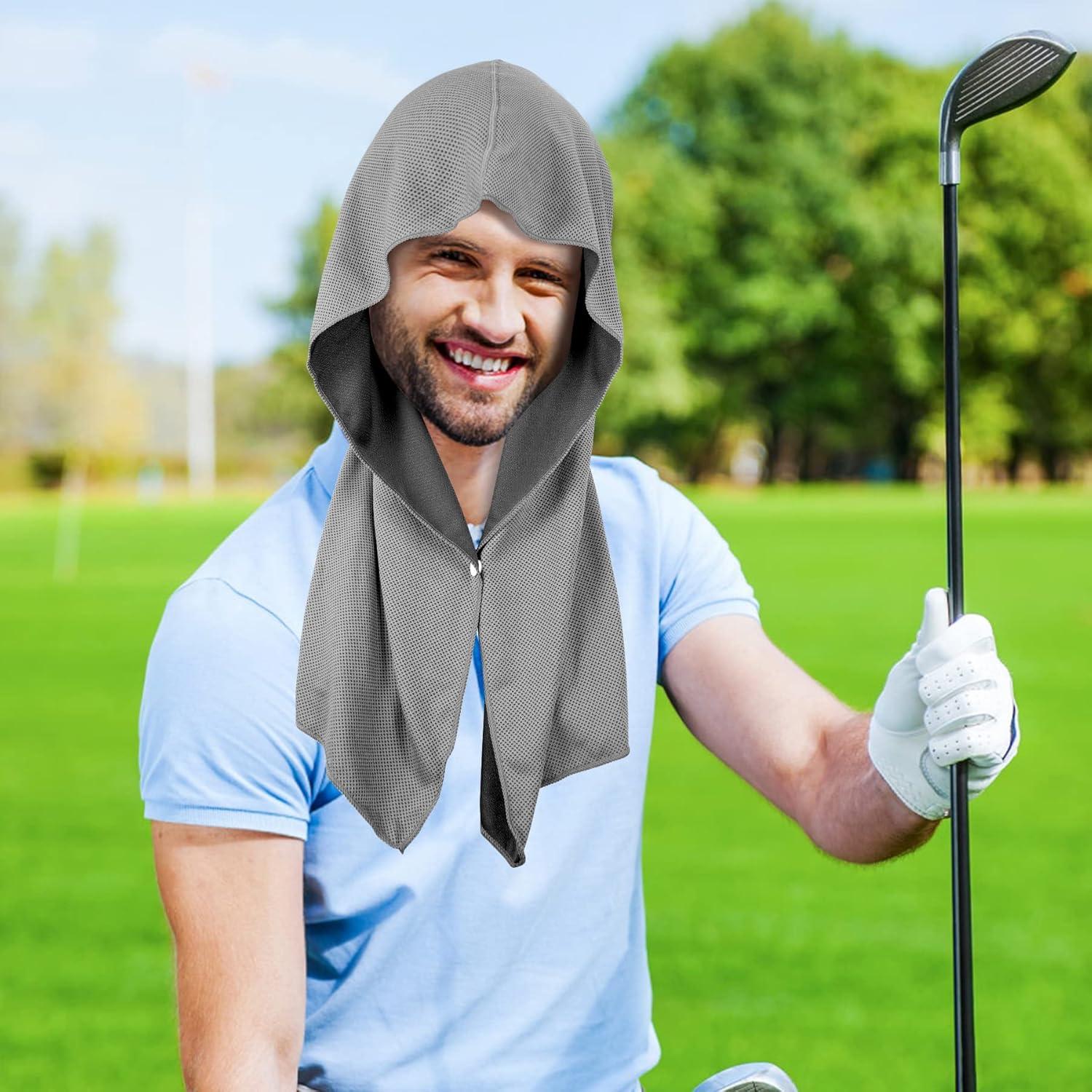 imageSukeen Cooling Hoodie Towel for Men Quick Drying Cooling Towels for Neck and Face Cooling Head Towels Stay Chill Towel Sport Workout Cooling Neck Wrap for Hot WeatherBlackDark Grey