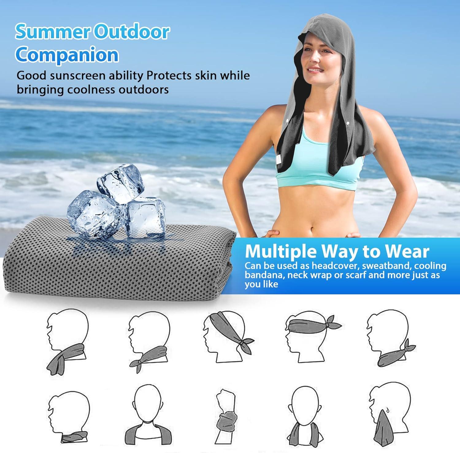 imageSukeen Cooling Hoodie Towel for Men Quick Drying Cooling Towels for Neck and Face Cooling Head Towels Stay Chill Towel Sport Workout Cooling Neck Wrap for Hot WeatherDark Grey