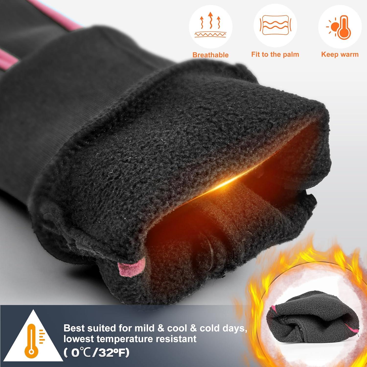 imageSukeen Winter Gloves for Men Women Waterproof AntiSlip Touchscreen Warm Gloves for Runing Cycling Hiking Outdoor RecreationPink