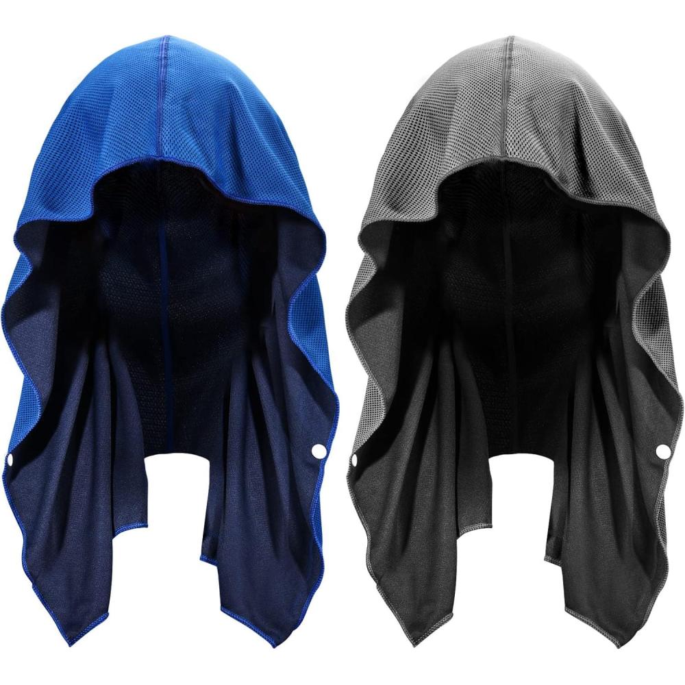 imageSukeen Cooling Hoodie Towel for Men Quick Drying Cooling Towels for Neck and Face Cooling Head Towels Stay Chill Towel Sport Workout Cooling Neck Wrap for Hot WeatherRoyal BlueDark Grey