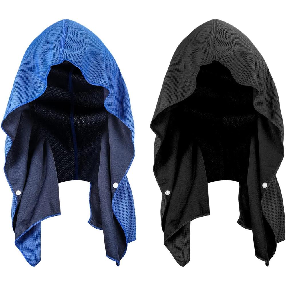 imageSukeen Cooling Hoodie Towel for Men Quick Drying Cooling Towels for Neck and Face Cooling Head Towels Stay Chill Towel Sport Workout Cooling Neck Wrap for Hot WeatherRoyal BlueBlack