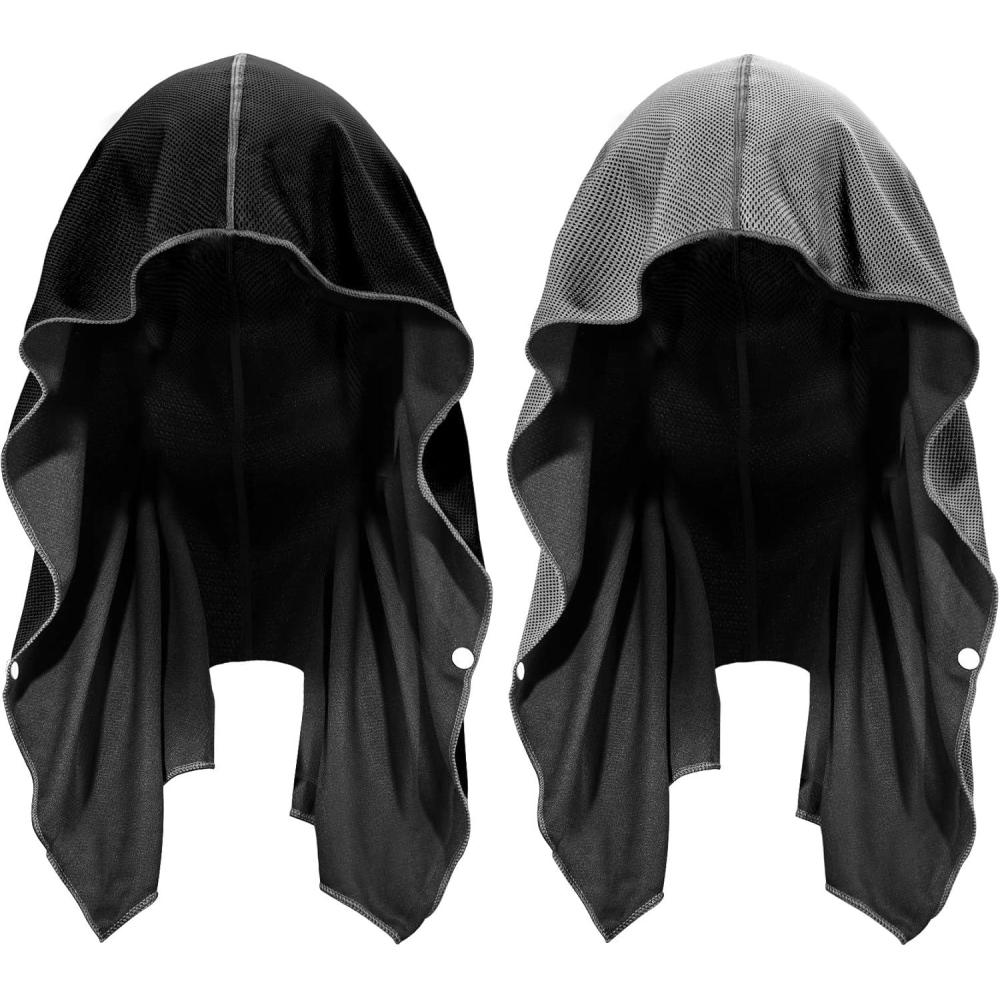 imageSukeen Cooling Hoodie Towel for Men Quick Drying Cooling Towels for Neck and Face Cooling Head Towels Stay Chill Towel Sport Workout Cooling Neck Wrap for Hot WeatherBlackDark Grey