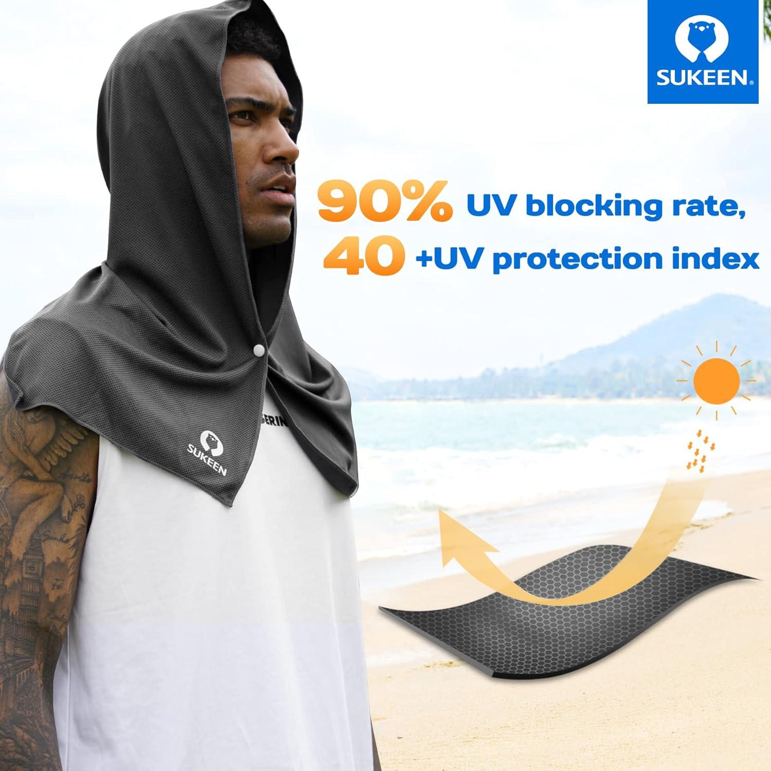 imageSukeen Cooling Hoodie Towel Absorbent QuickDrying Cooling Towels for Neck and Face UV Sun Protection Cooling Neck Wraps Sport Head Cooling Towel Hot WeatherBlack